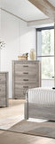 Bedroom Furniture Rustic Light Grey Simple 1pc Chest Of Drawers 5-Drawers Storage Cabinet Solidwood B011P236771