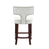 Mid Century Modern Counter Height Bar Stools Set of 2, Farmhouse Linen Fabric Upholstered Accent W1143P296347