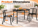 (85x60x76cm) Black Wood Grain PVC Black Painted Breakfast Table and Chair Set 79581060