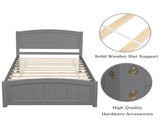 Wood Platform Bed with Headboard,Footboard and Wood Slat Support, Gray WF190781AAE