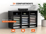 Wooden Document Storage Box Adjustable File Sorter 24 Compartments Black 05355748