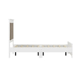Farmhouse Wooden Platform Full Size Bed, Modern Platform Bed with Wooden Strip Decoration, Plywood WF530905AAK