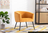 Luxurious Design 1pc Accent Chair Yellowish Orange Velvet Clean Line Design Fabric Upholstered Black B01166685