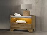 Transitional Brown Finish Nightstand With LED Light USB Ports Wooden Bedroom Furniture 1pc Bedside B2741P411507