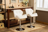 Glasgow Contemporary Tufted Adjustable Height Hidraulic Bar Stools, Set of 2, White T2574P164868