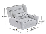Power Recliner Chair Swivel,Upholstered 360&deg Swivel Recliner with gold 5 star base-light grey N771P298185D