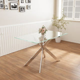 Modern minimalist tempered glass coffee table metal leg rectangular dining table transparent glass W1727P206493