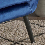 Seigfried Mid-Century Velvet Arm Chair, Navy Blue / Black, 28.5D x 34.25W x 39.75H in 56589.00NVLTNBLU