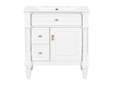 24 Inch Bathroom Vanity with Sink, White Freestanding Bathroom Cabinet with Flip Drawer, Adjustable 73286222