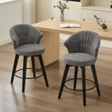 008-Wing Back Swivel Bar Stools Set of 2 - 25" Counter Height Adjustable Stools with Solid Wood Legs W2636P239834