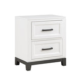 White Finish Nightstand with 2x Storage Drawers Wooden Bedroom Furniture 1pc B011P255283