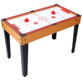 ZUN 5-in-1 Multi-Game Table - Billiards, Push Hockey, Foosball, Ping Pong, and Basketball brown/red 34748372