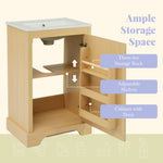 ZUN 20" Bathroom Vanity with Sink, Bathroom Cabinet with Soft Closing Door, Storage Rack and Adjustable N725P208369D