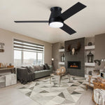 ZUN 48" Black Lowe Profile Ceiling Fan with Light W1367134129