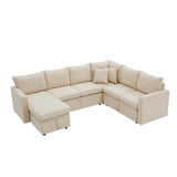7 - Seater Sofa, Large U - Shaped Modular Sectional Sofa, Oversized Pull - Out Sleeper with Storage 93263958