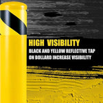 ZUN Safety Bollard Post, 52 Inch Height Steel Bollards, 4.5 Inch Diameter Parking Bollard, Yellow Powder 32439134