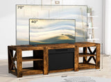58 Inch Rot Wood Color Double-Sided Cross Fireplace Cabinet with 18 Inch Fireplace Core, 149 * 40 * 54900712