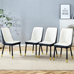 ZUN Modern Two-Tone PU Dining Chairs - White and spliced chairs With Gold Decorated Legs.White and W1151P217981