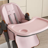 Adjustable Baby High Chair 0-6 Years Portable Infant Feeding Seat with Safety Belt, Silent W2699P299044
