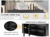 Adjustable Shelf Storage Sideboard with 3 Retro Metal Handles and 4 Pinewood Legs, for N711P261460E