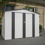 ZUN 8 x 6 ft Outdoor Storage Shed, All Weather Metal Sheds with 2 Lockable Doors, Tool Shed for Garden, W2505P163543