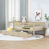 Twin Size Daybed Wood Bed with Two Drawers, Natural WF301864AAN