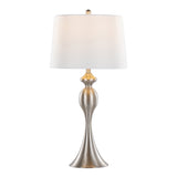 Ashland 30" Contemporary Metal Table Lamp in Brushed Nickel with White Linen Shade from Grandview B202P224108