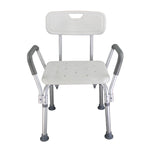 ZUN Medical Bathroom Safety Shower Tub Aluminium Alloy Bath Chair Bench with Back & Handle White 23766267