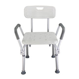 ZUN Medical Bathroom Safety Shower Tub Aluminium Alloy Bath Chair Bench with Back & Handle White 23766267