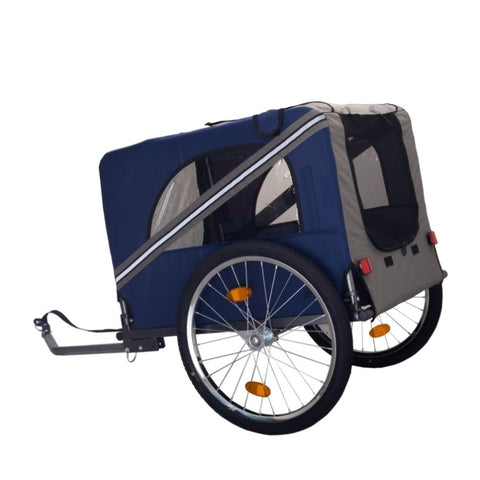 ZUN Dog Bike Trailer, Breathable Mesh Dog Cart with 3 Entrances, Safety Flag, 8 Reflectors, Folding Pet W321P205608