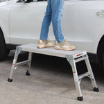 ZUN Work Platform Aluminum Portable Bench Folding Ladder ANSI Capacity 225 LBS 40" W2529P193359