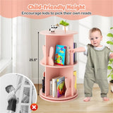 2-Tier Kids Rotating Bookshelf - 360&deg Display for Books/Toys, Bunny Baffles Child-Friendly 21123469