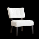 Blended Leather Tufted Accent Chair with Oversized Seating, Ivory T2574P164248