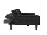 Black Convertible Double Folding Room Sofa Bed, PU Leather, Tufted Buttons, Suitable for 97825531