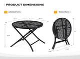 18 inch Folding Side Table, Metal Steel Outdoor Round Coffee Table with Flower Cutouts for 23715014