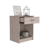 Eco Nightstand , End Table, Side Table Superior Top, One Drawer, Lower Shelf -Light Gray B20091852