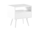 15.75" Rattan End table with drawer and solid wood legs, Modern nightstand, side table for living 64942501