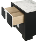 ZUN 1pc Contemporary Black Finish Nightstand Two Drawers Metal knobs Black White Bedroom Wooden B011P255209