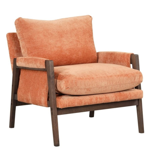 ZUN Mid-Century Modern Velvet Leisure Chair with Solid Wood and Thick Seat Cushion for Living 02404629