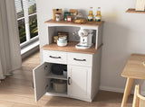 Wooden Kitchen Cabinet White Pantry Storage Microwave Cabinet with Storage Drawer W40953988