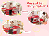 Red Wooden Kids Supermarket Playset Vending Machine, 90.1778.74104.14cm Grocery Store Toy 89690852
