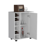 Lothian Bar Cart with Casters, 2-Side Storage Shelves and 6-Wine Bottle Rack B070P188869