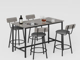 Bar Table Set with 4 Bar stools PU Soft seat with backrest, Grey, 47.24'' L x 23.62'' W x 35.43'' H 68759639