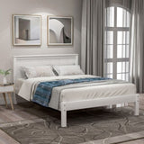 ZUN Platform Bed Frame with Headboard, Wood Slat Support, No Box Spring Needed,Twin, White 94135601