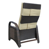 ZUN Outdoor Recliner Chair,PE Wicker Adjustable Reclining Lounge Chair and Removable Soft Cushion, with W1889137603