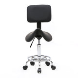 Saddle Shape Adjustable Salon Stool with Back Black 77528035