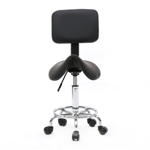 ZUN Saddle Shape Adjustable Salon Stool with Back Black 77528035