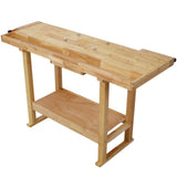 55-Inch Wood Workbench - Wooden Workbench for Garage Workshop and Home W46594605