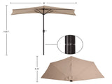 9FT Outdoor Half Patio Umbrella - Balcony Furniture, Beige 19076523