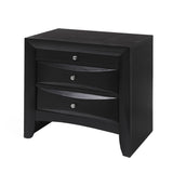 Wooden Nightstand with 2 Drawers and 1 Tray in Black Finish B016P252896